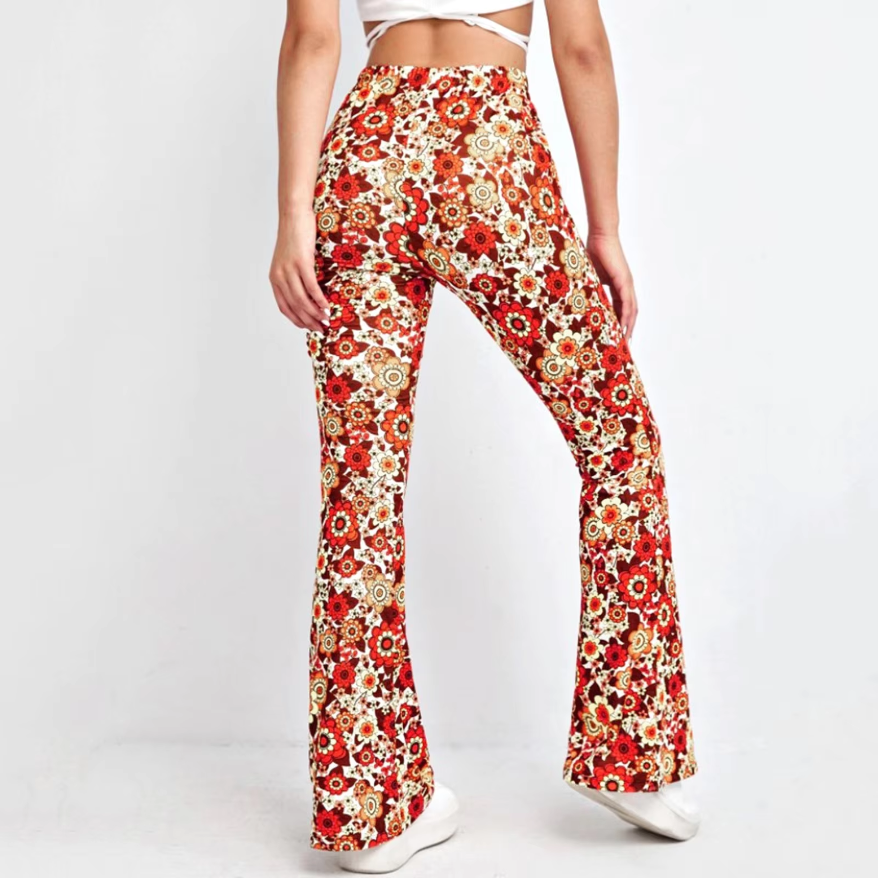 Dariela - Elegant Blossom Fit Woman's Flared Trousers