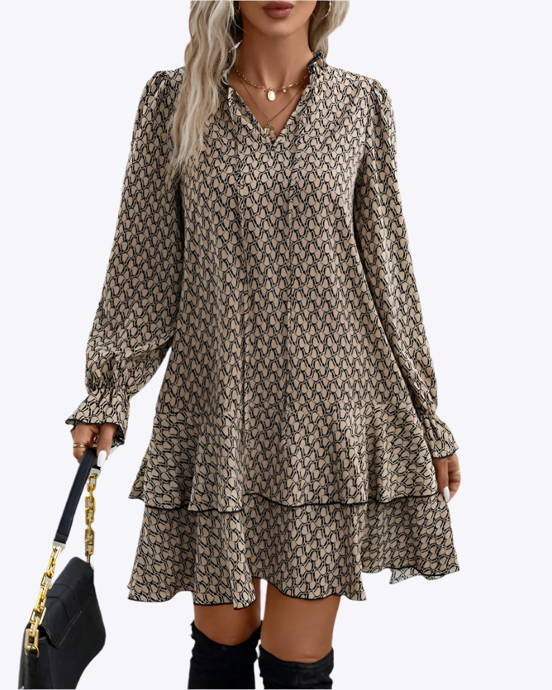 Isabella - Casual Long Sleeve Design Woman's Midi Dress