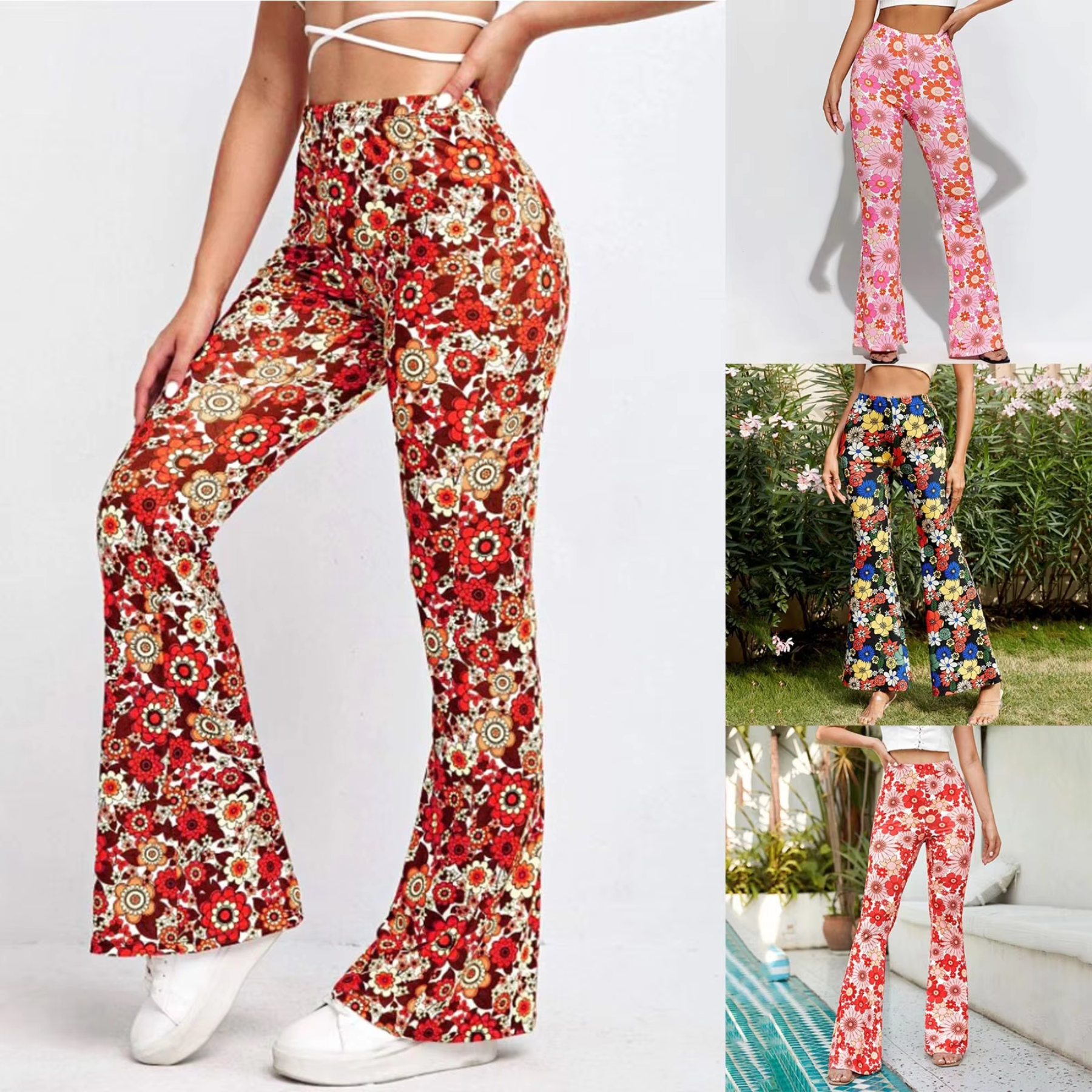 Dariela - Elegant Blossom Fit Woman's Flared Trousers