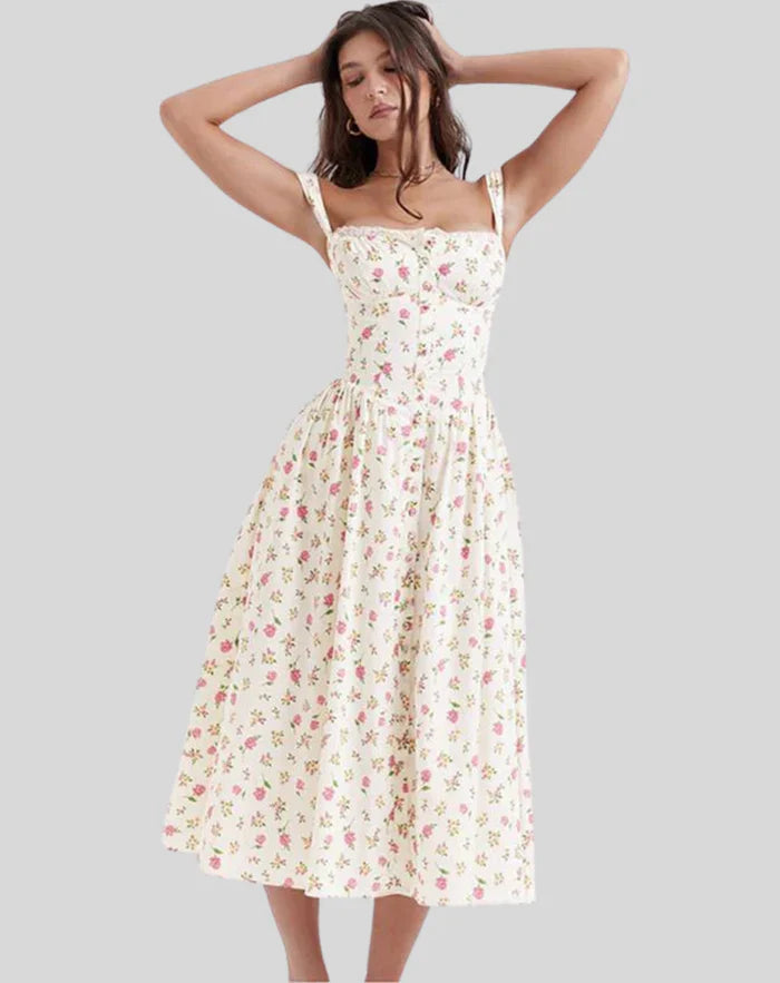 Natalie - Timeless Waist Cinched Style Woman's Midi Dress