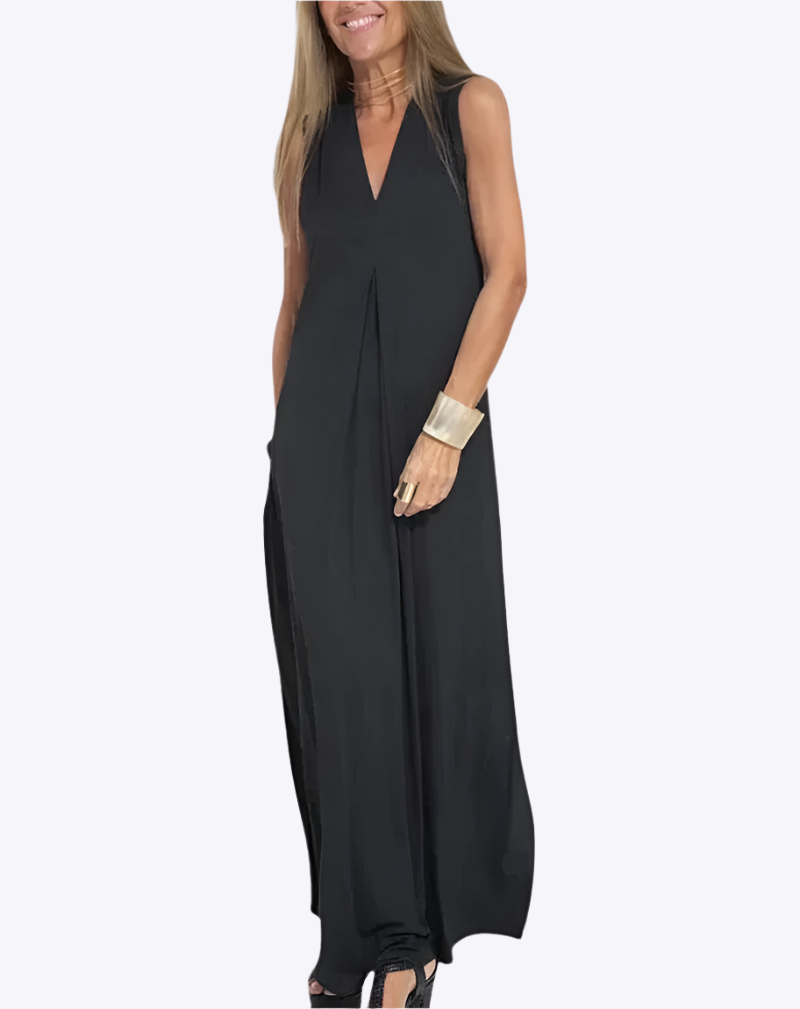 Louisa - Elegant Long V-Neck Slit Style Woman's Dress