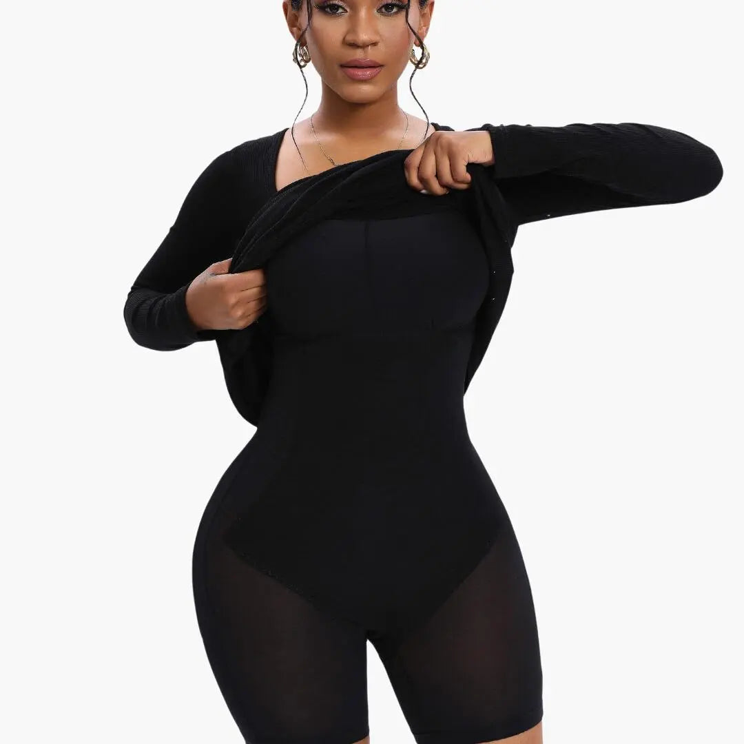 2-in-1 Long Sleeve Shapewear Jurk met Ingebouwd Korset Dreamardi