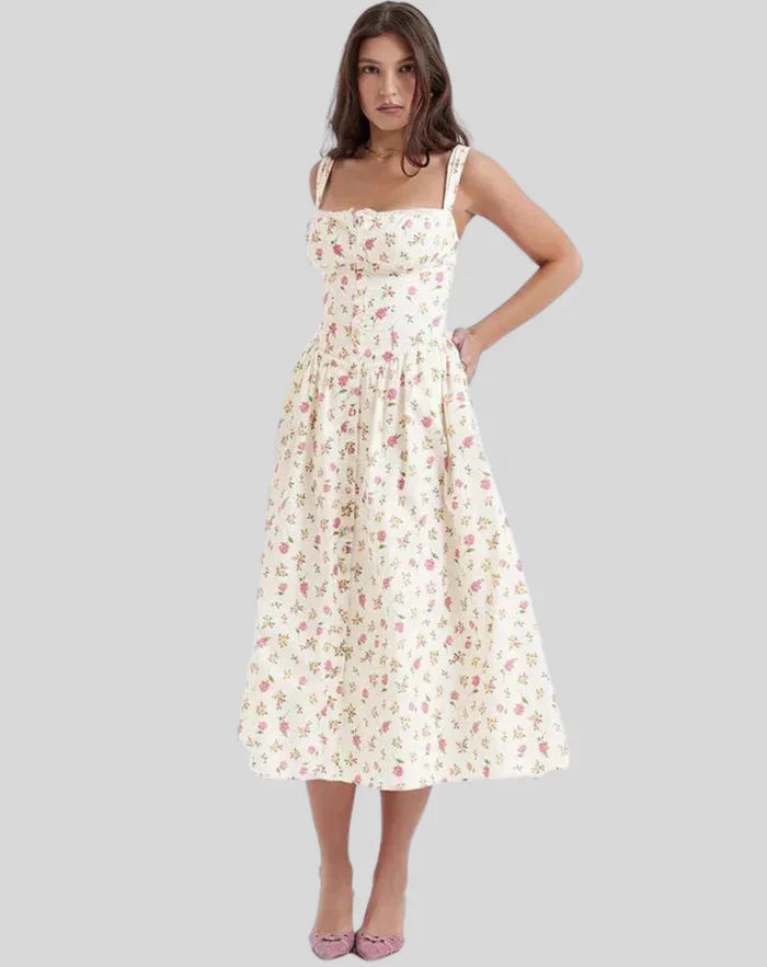 Natalie - Timeless Waist Cinched Style Woman's Midi Dress