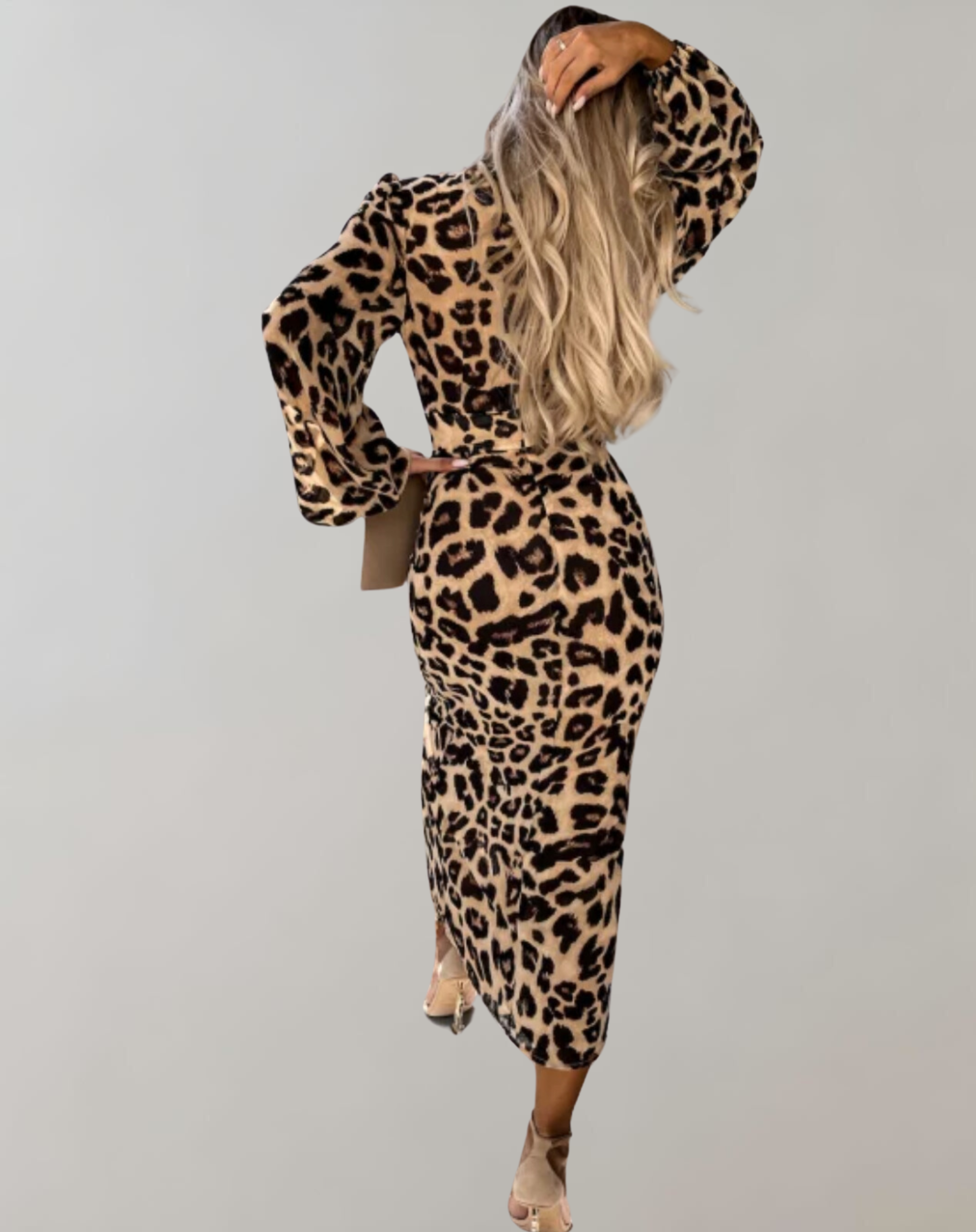 Megan - Effortless Style with Front Slit Woman's Leopard Dress