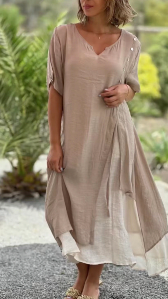 Violet - Breezy Boho V-Neck Woman's Dress