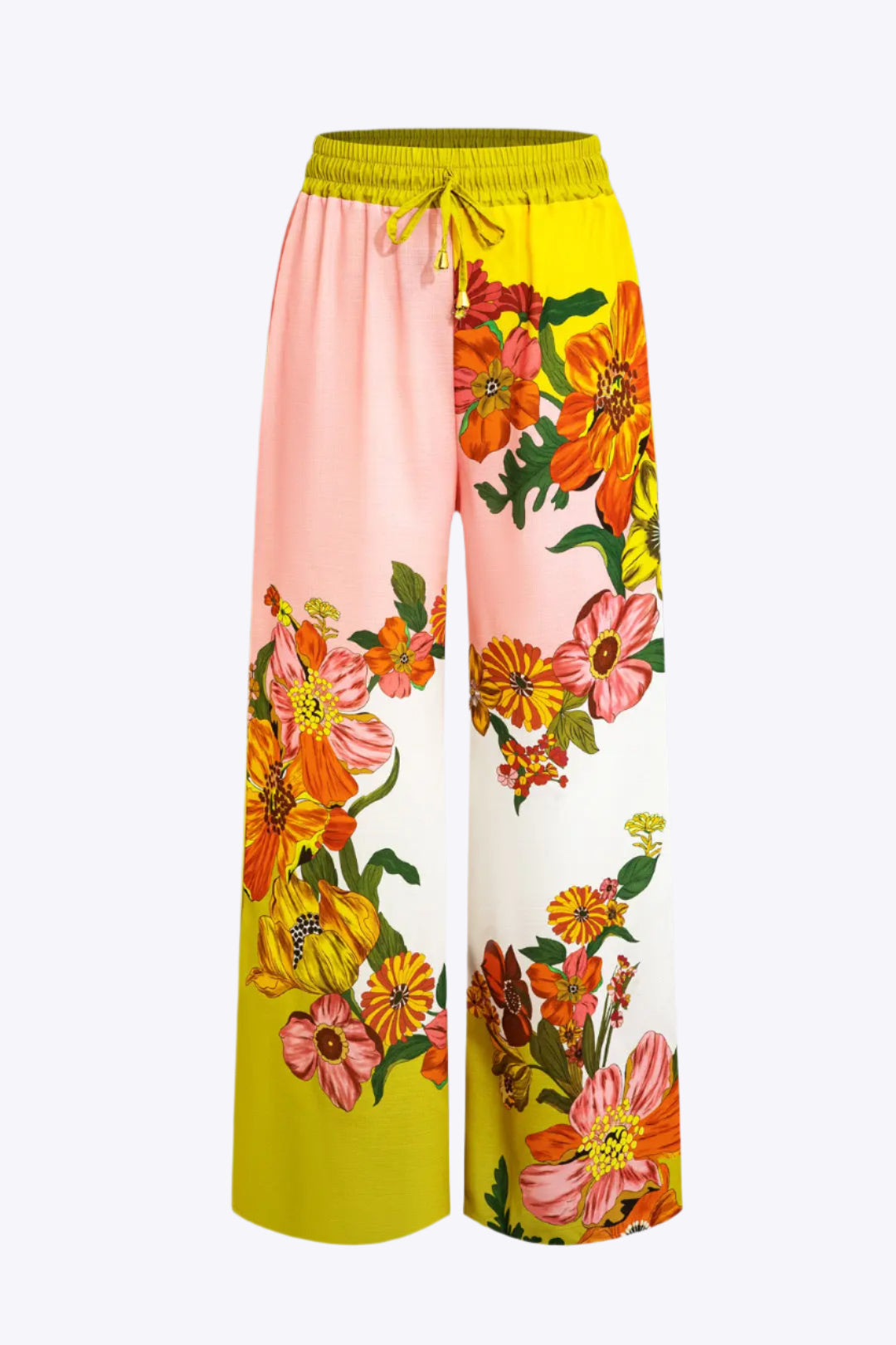 Floral Print Drawstring Wide Leg Pants Dreamardi