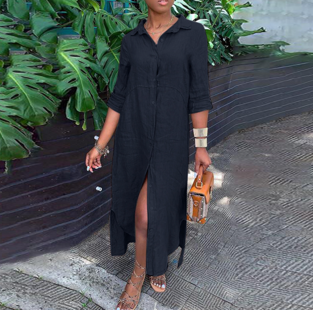 Tilly - Elegant Buttoned Woman's Maxi Summer Dress