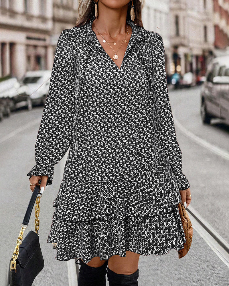 Isabella - Casual Long Sleeve Design Woman's Midi Dress