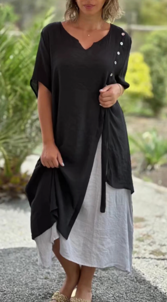 Violet - Breezy Boho V-Neck Woman's Dress