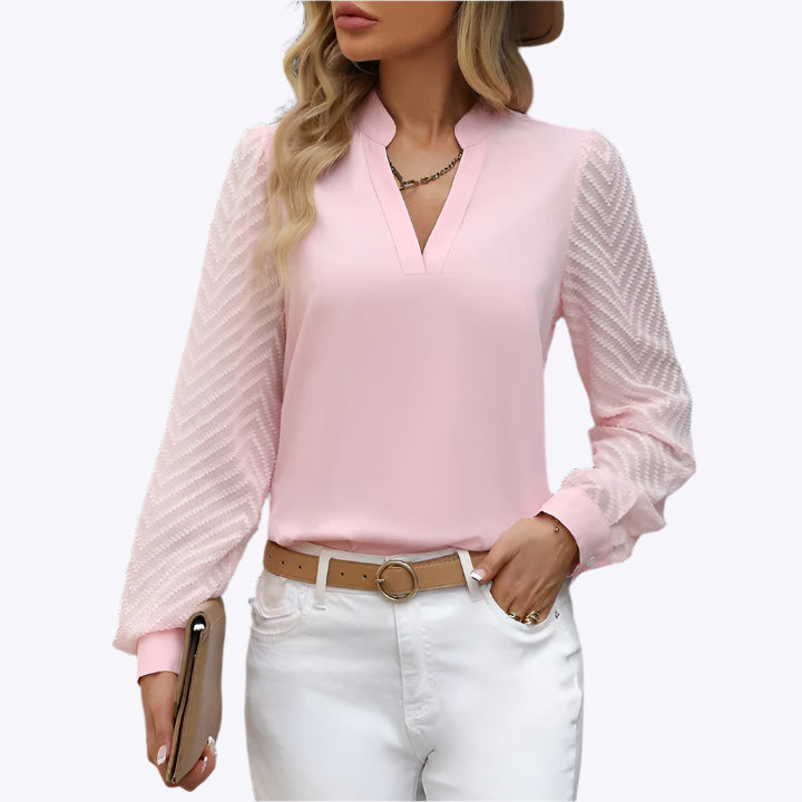 Rhea - Flowing V-Neck Woman's Chiffon Top