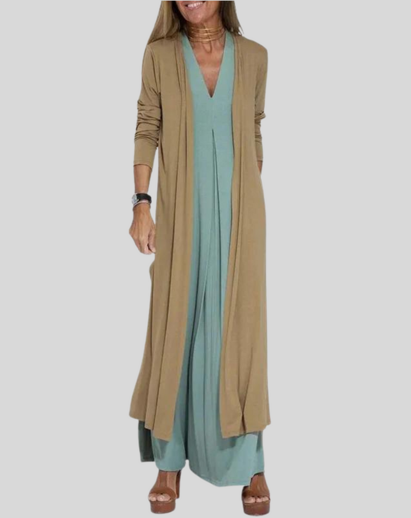 Louisa - Elegant Long V-Neck Slit Style Woman's Dress