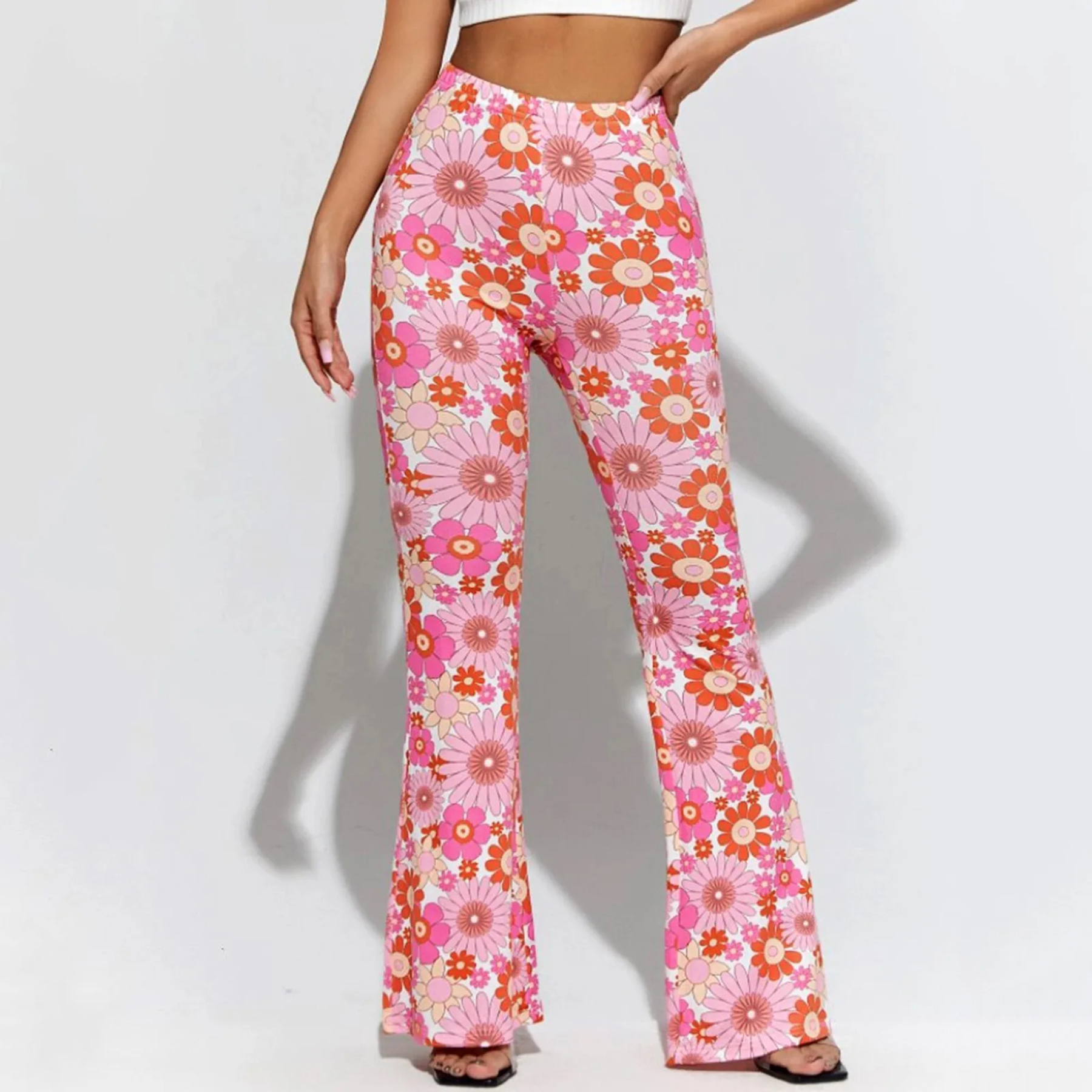 Dariela - Elegant Blossom Fit Woman's Flared Trousers