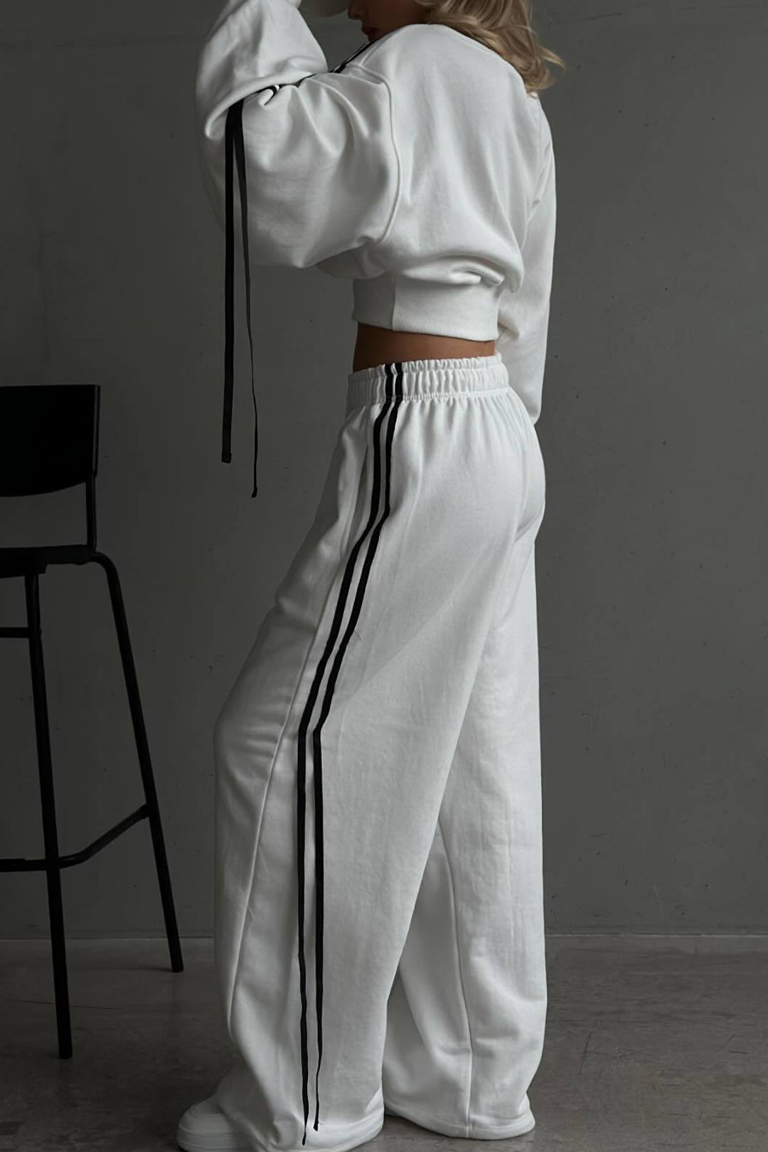 Contrast Tie-Up Wide Leg Trousers Dreamardi