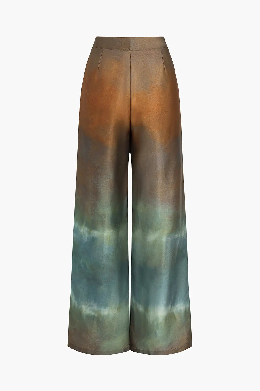Tie Dye Print Satin Wide Leg Trousers Dreamardi