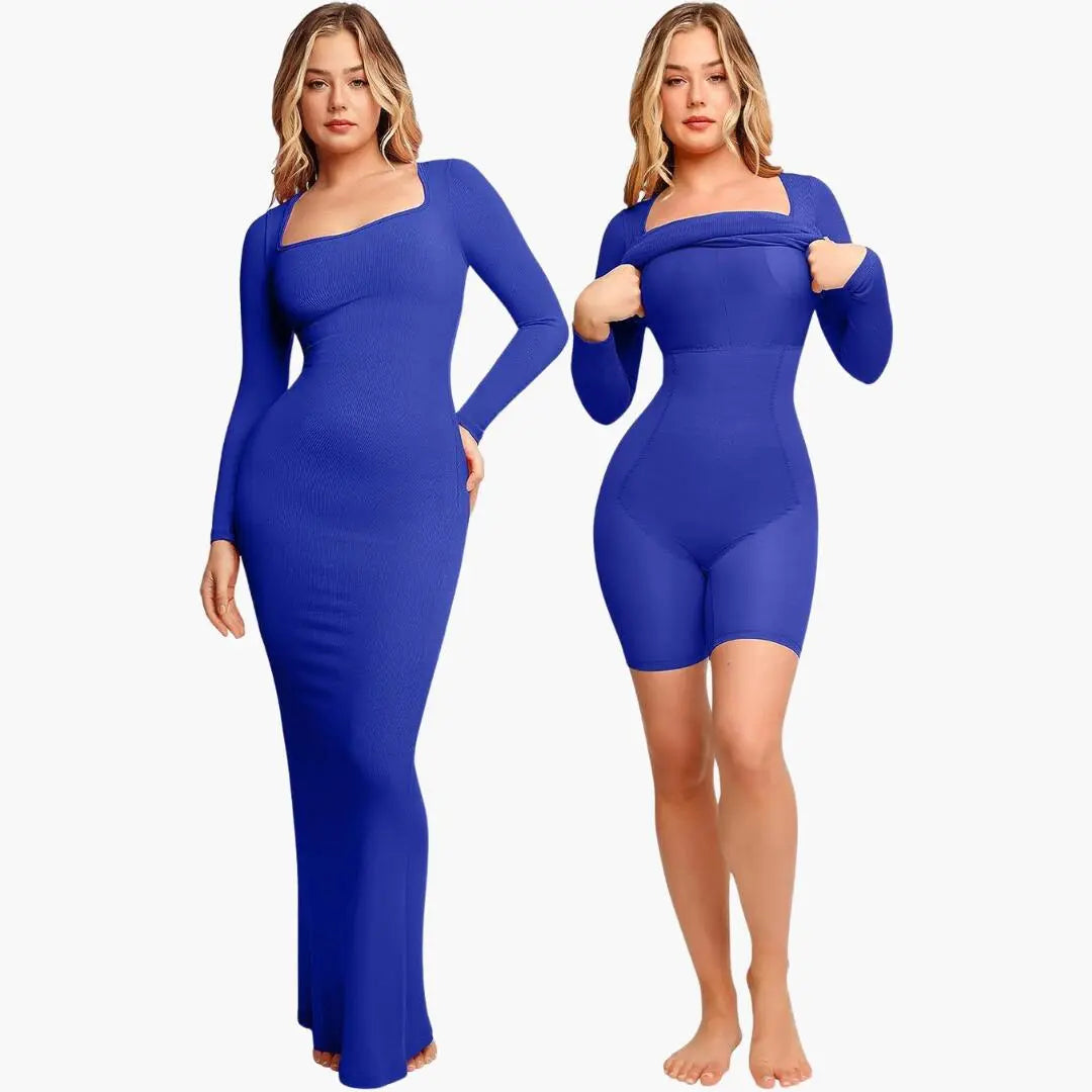 2-in-1 Long Sleeve Shapewear Jurk met Ingebouwd Korset Dreamardi