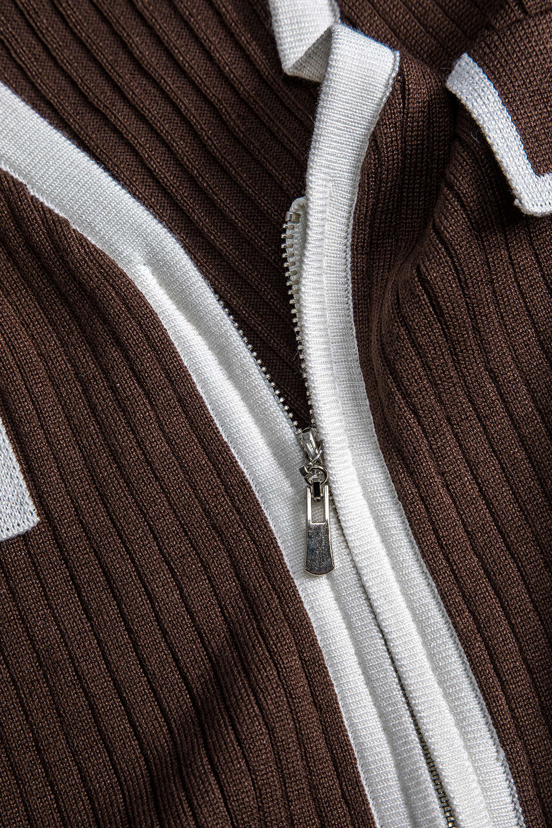 Plus Size Knit Patchwork Zipper Cardigan Dreamardi