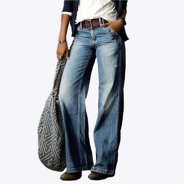 Elira - Modern Sophisticated Drape Woman's Wide Leg Trousers