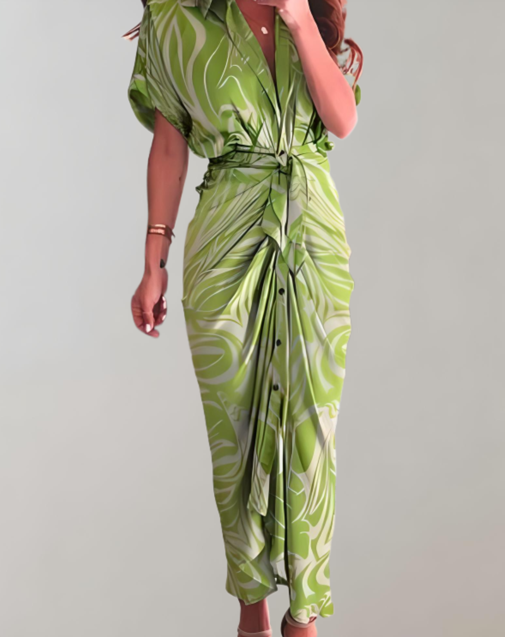 Kikkie - Long Dress with Elegant Batwing Sleeves for Women