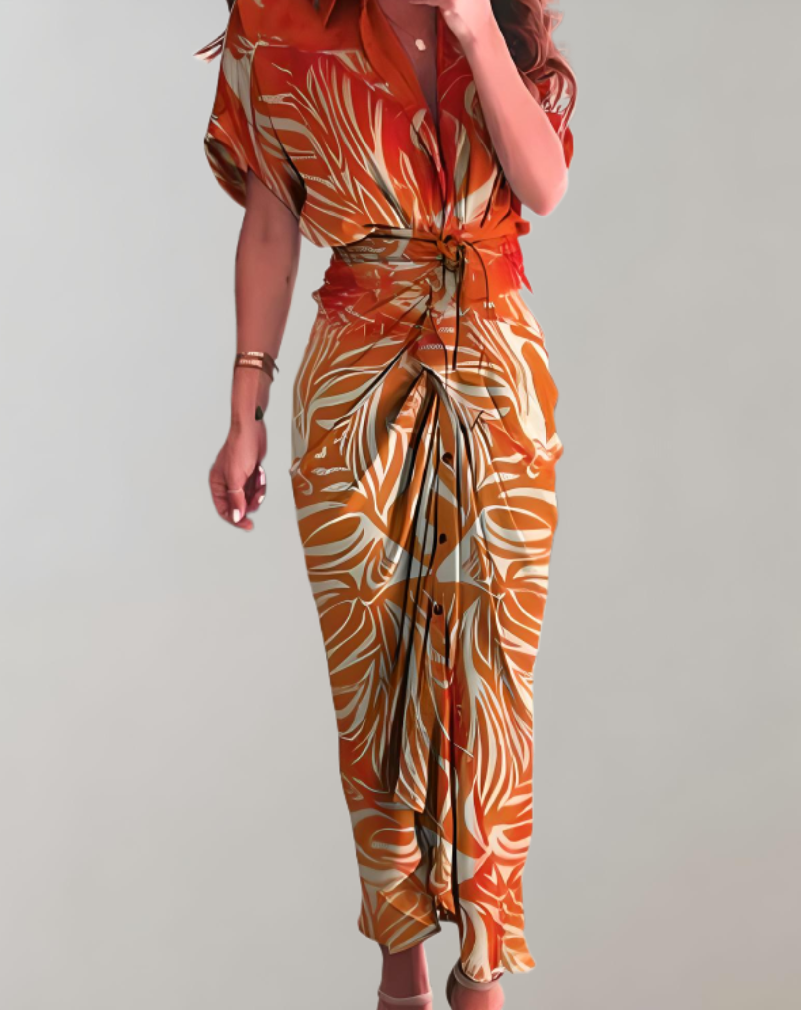 Kikkie - Long Dress with Elegant Batwing Sleeves for Women