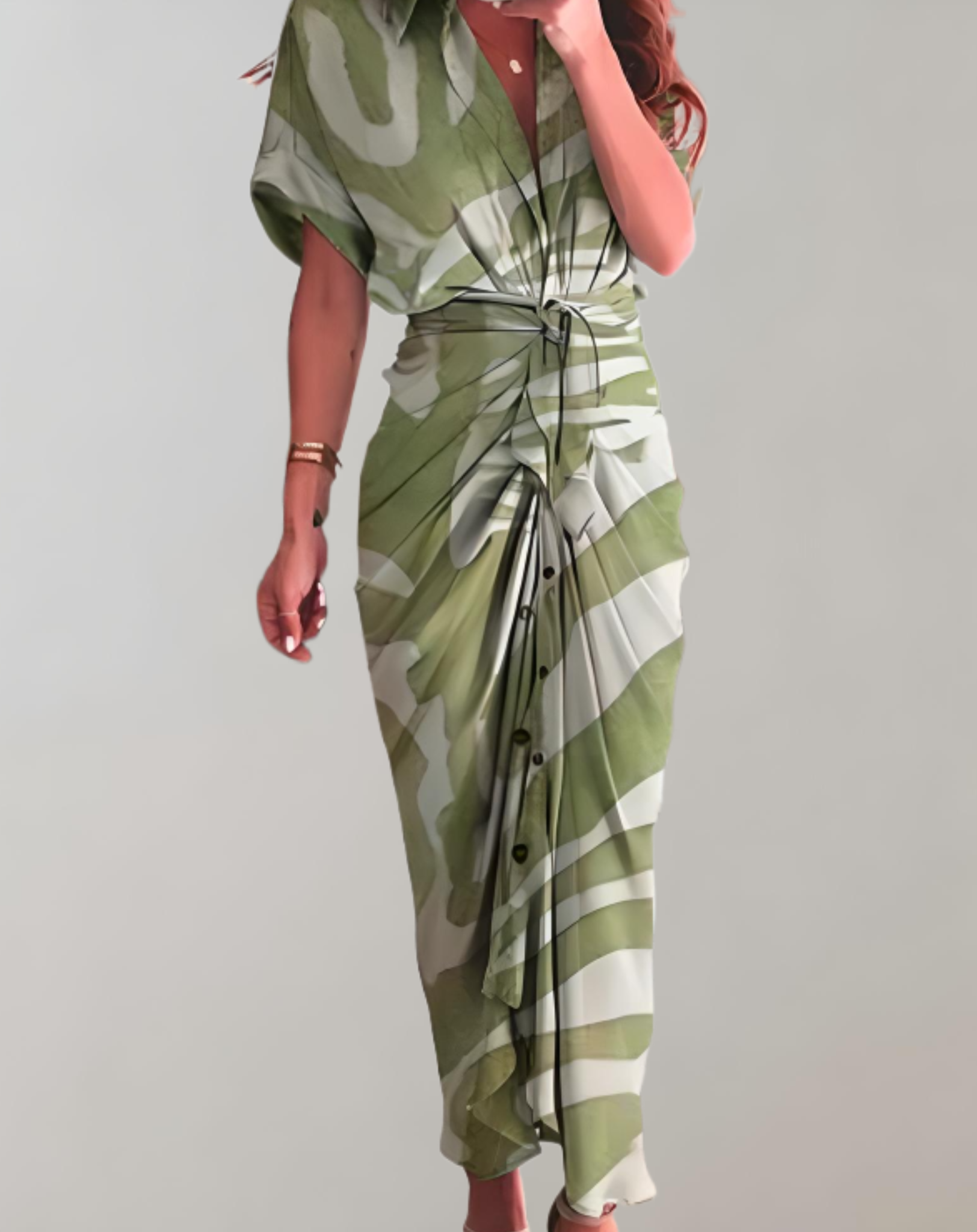 Kikkie - Long Dress with Elegant Batwing Sleeves for Women