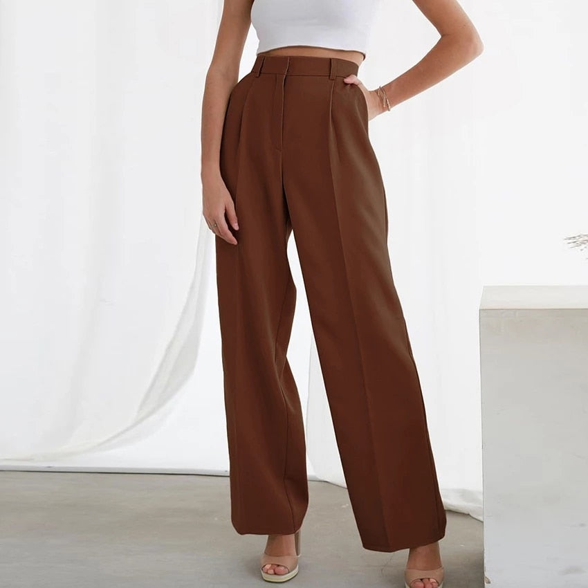 Vale - Timeless High-Waisted Woman's Wide-Leg Trousers