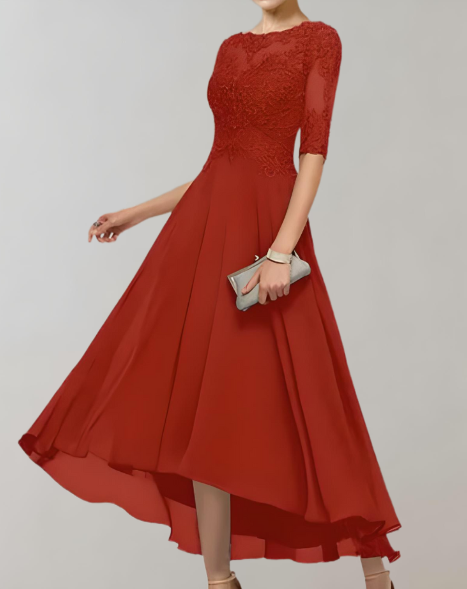 Mary - Soft and Elegant Lace Sleeves Woman's Casual Long Dress