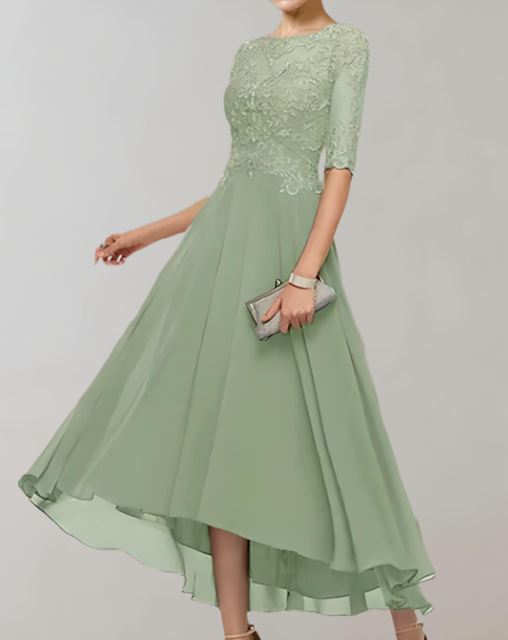 Mary - Soft and Elegant Lace Sleeves Woman's Casual Long Dress