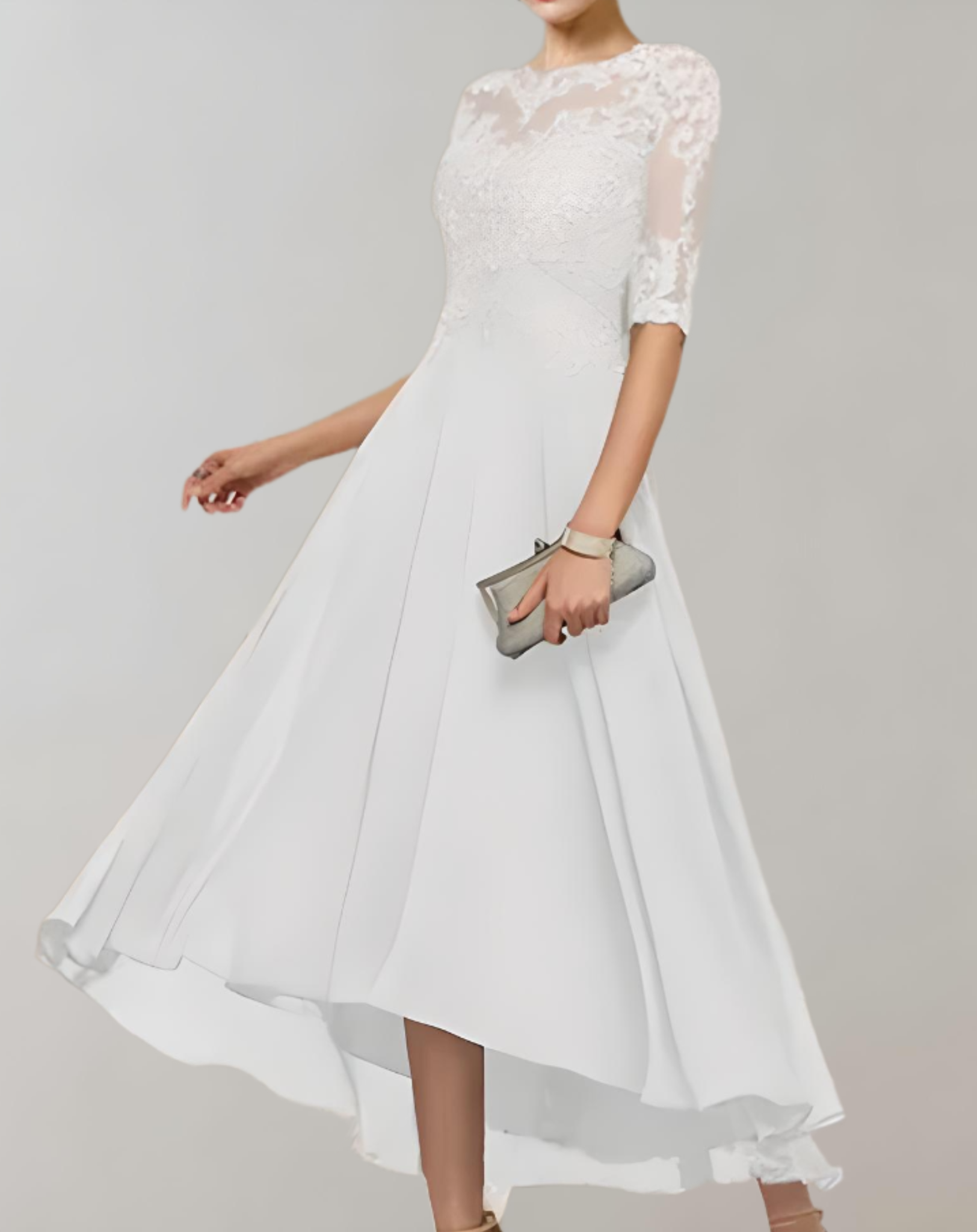 Mary - Soft and Elegant Lace Sleeves Woman's Casual Long Dress