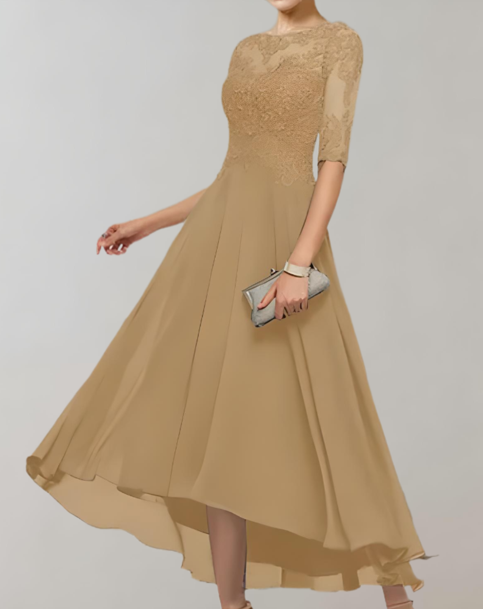 Mary - Soft and Elegant Lace Sleeves Woman's Casual Long Dress