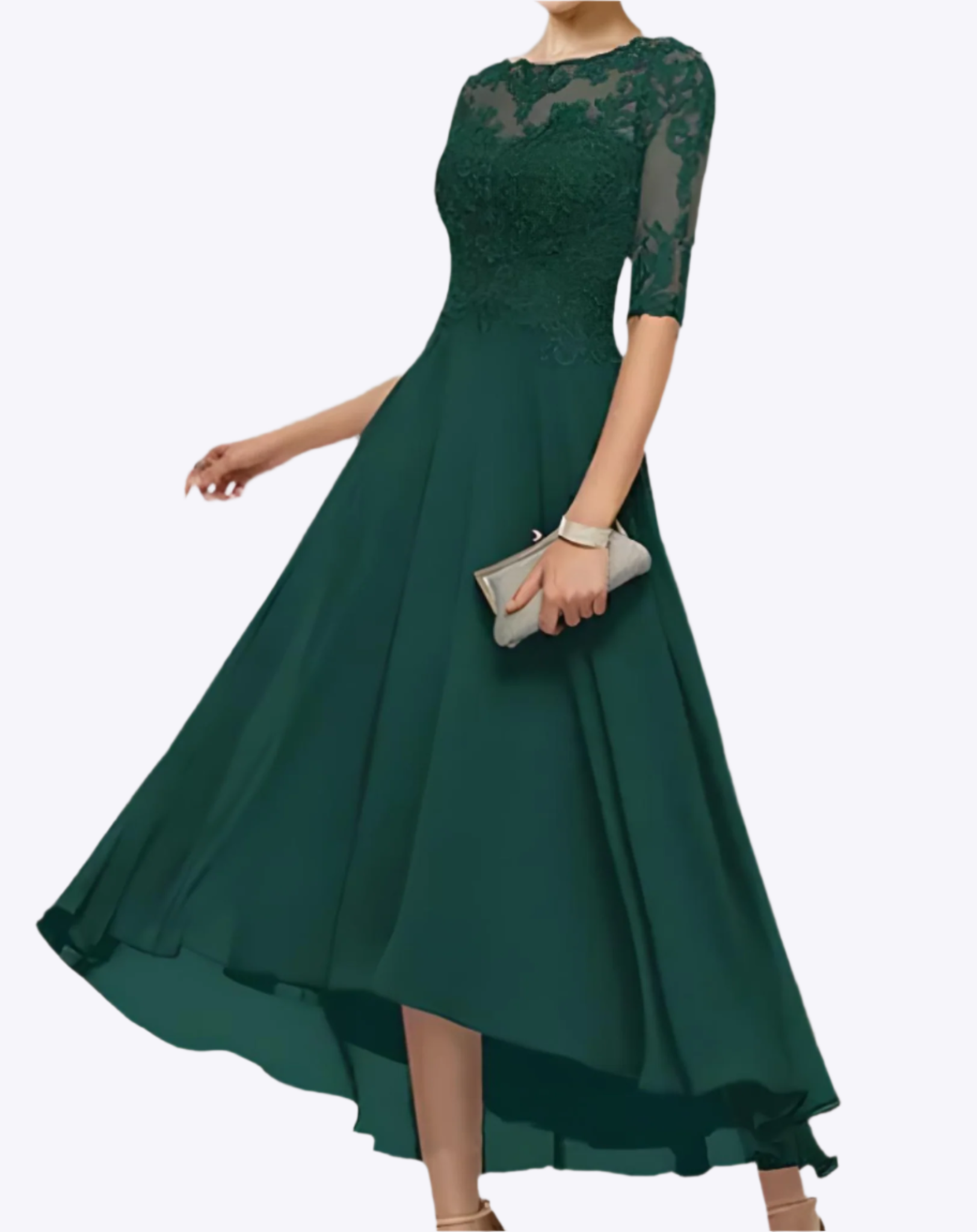 Mary - Soft and Elegant Lace Sleeves Woman's Casual Long Dress
