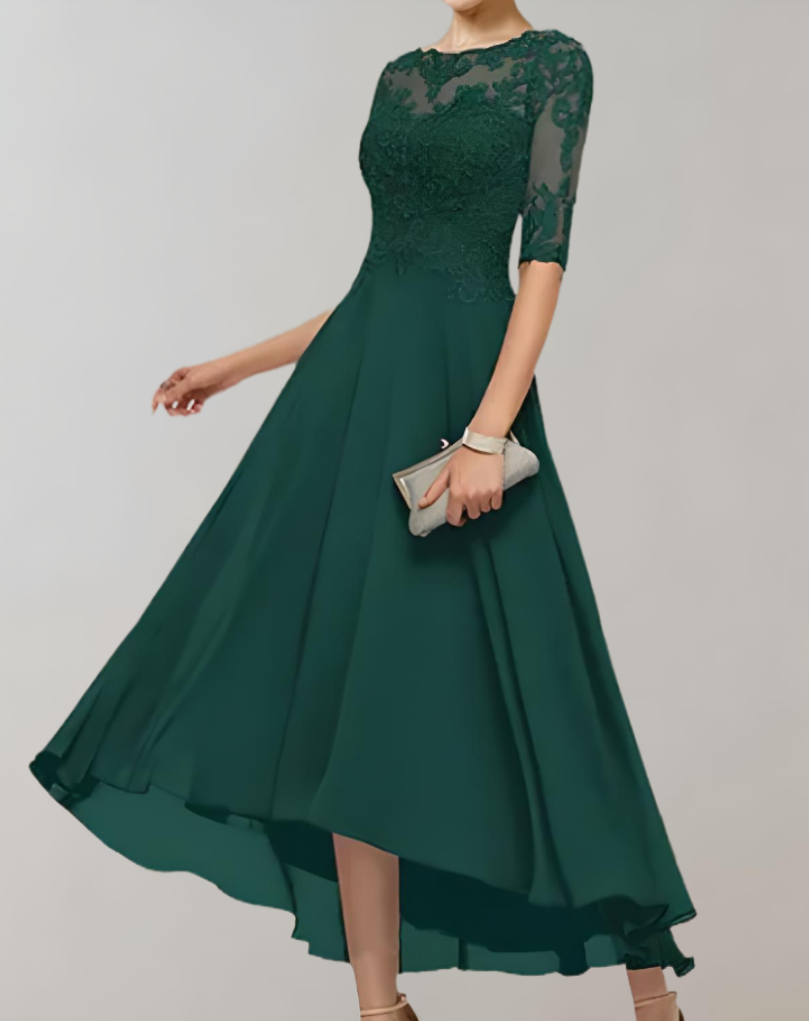 Mary - Soft and Elegant Lace Sleeves Woman's Casual Long Dress