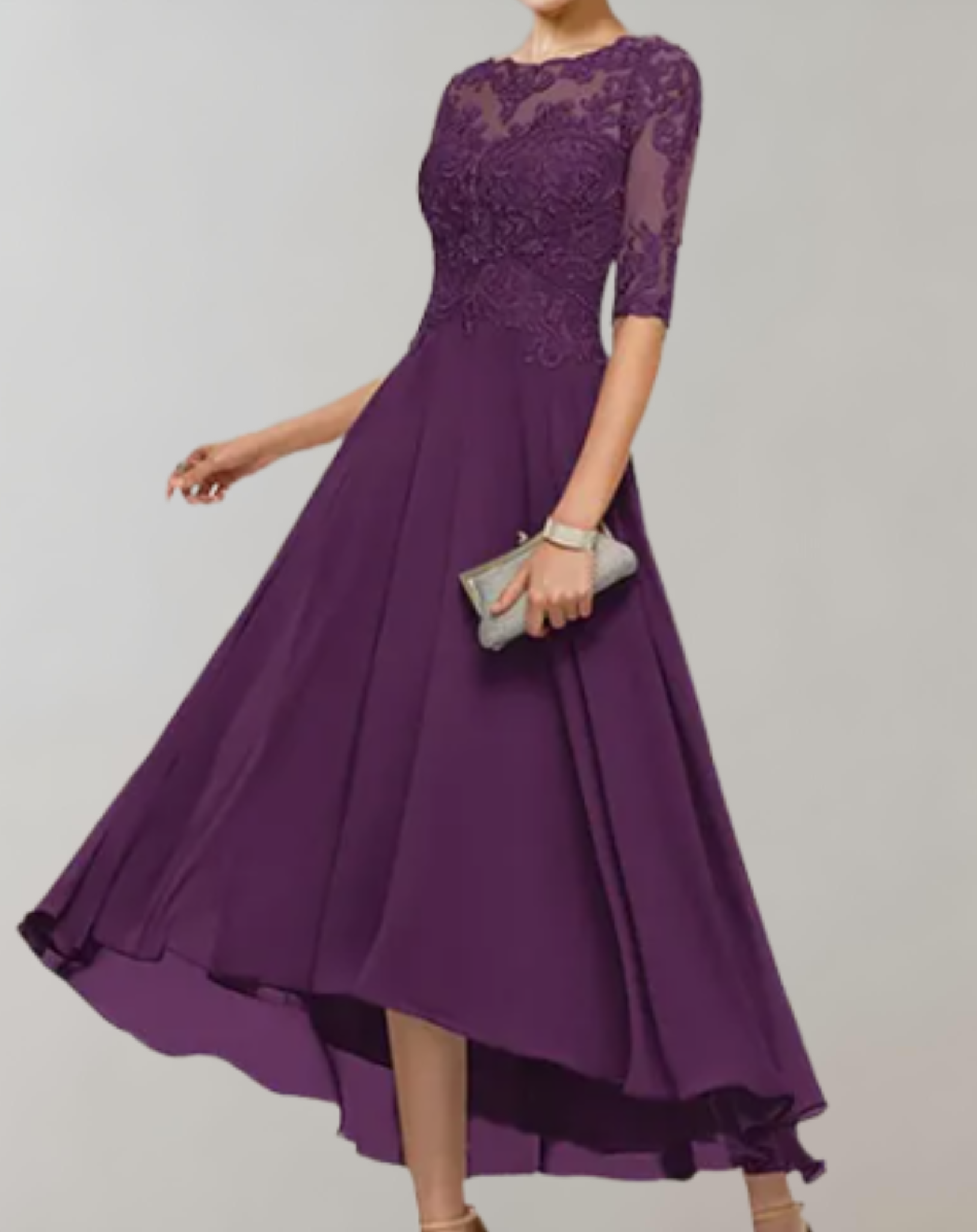 Mary - Soft and Elegant Lace Sleeves Woman's Casual Long Dress