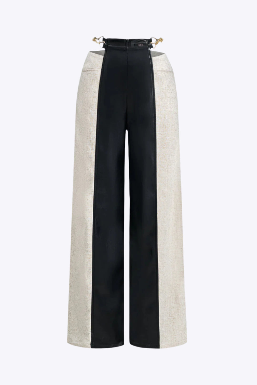 Faux Leather Metallic Patchwork Trousers Dreamardi