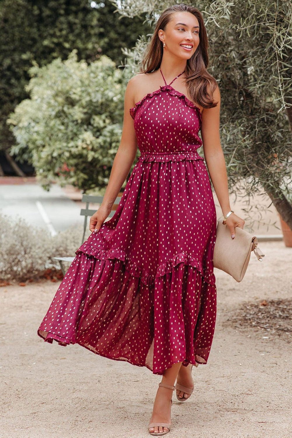 Felicia - Graceful Polka Dot Woman's Maxi Dress