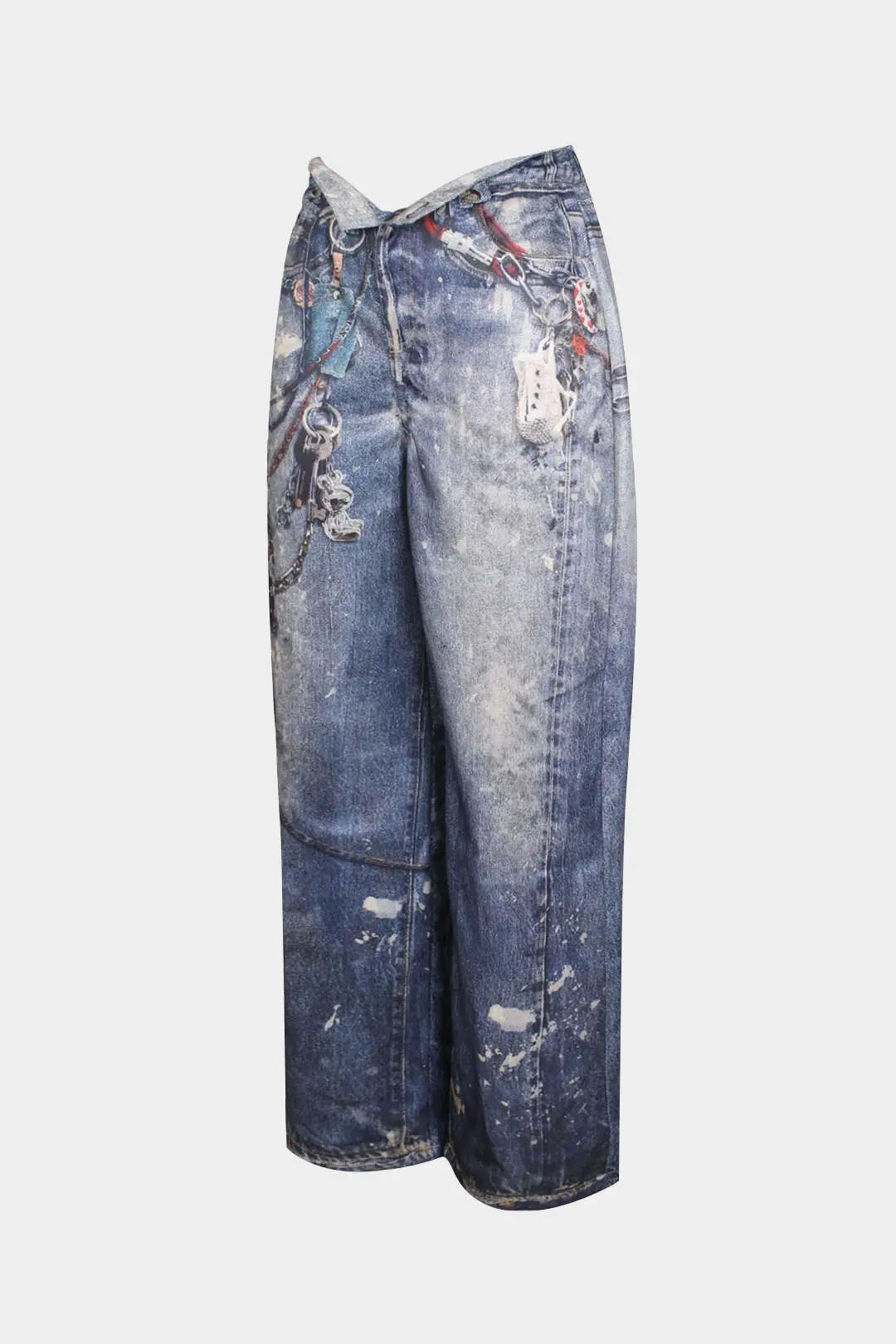 Color Block Button Wide Leg Trousers Dreamardi