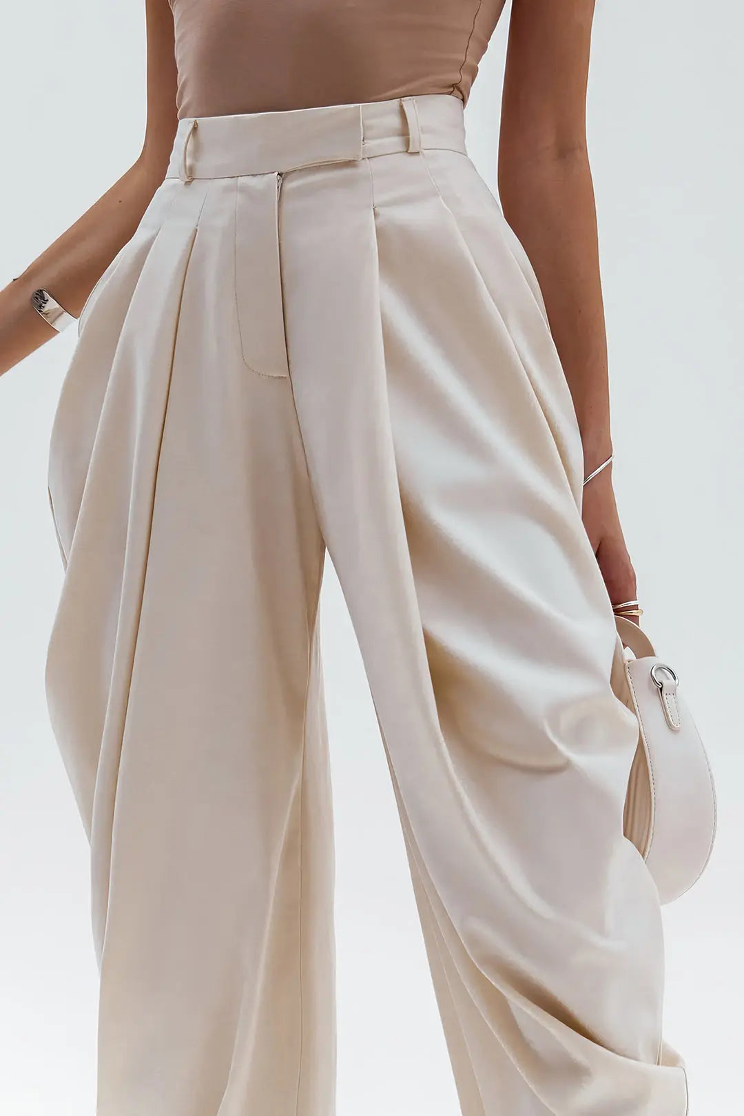 Ruched Solid Trousers Dreamardi