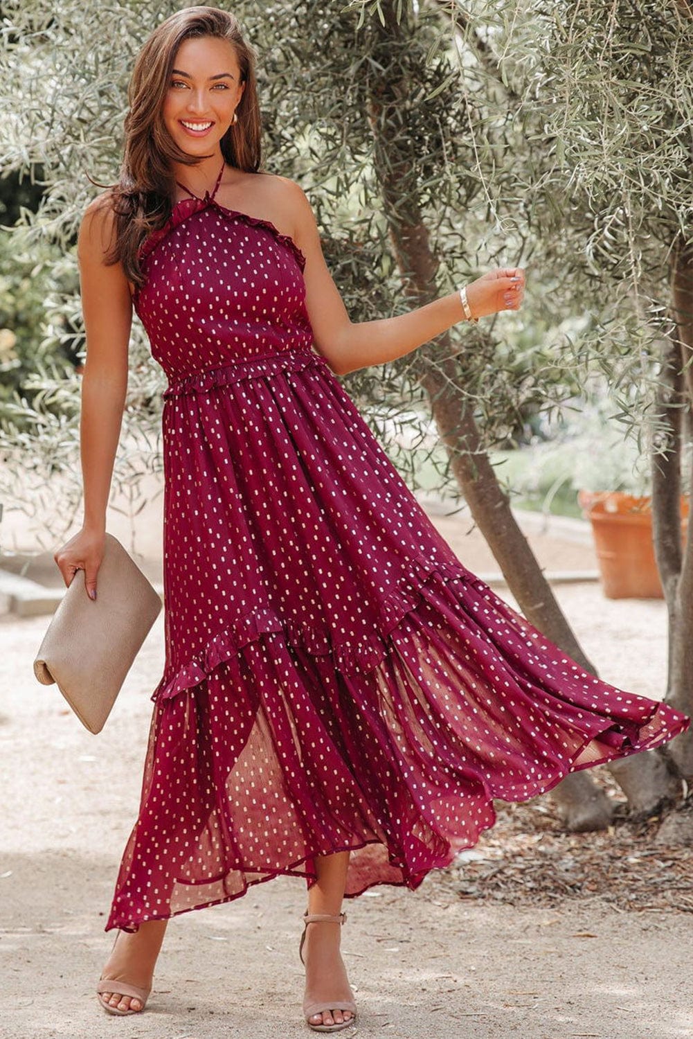 Felicia - Graceful Polka Dot Woman's Maxi Dress