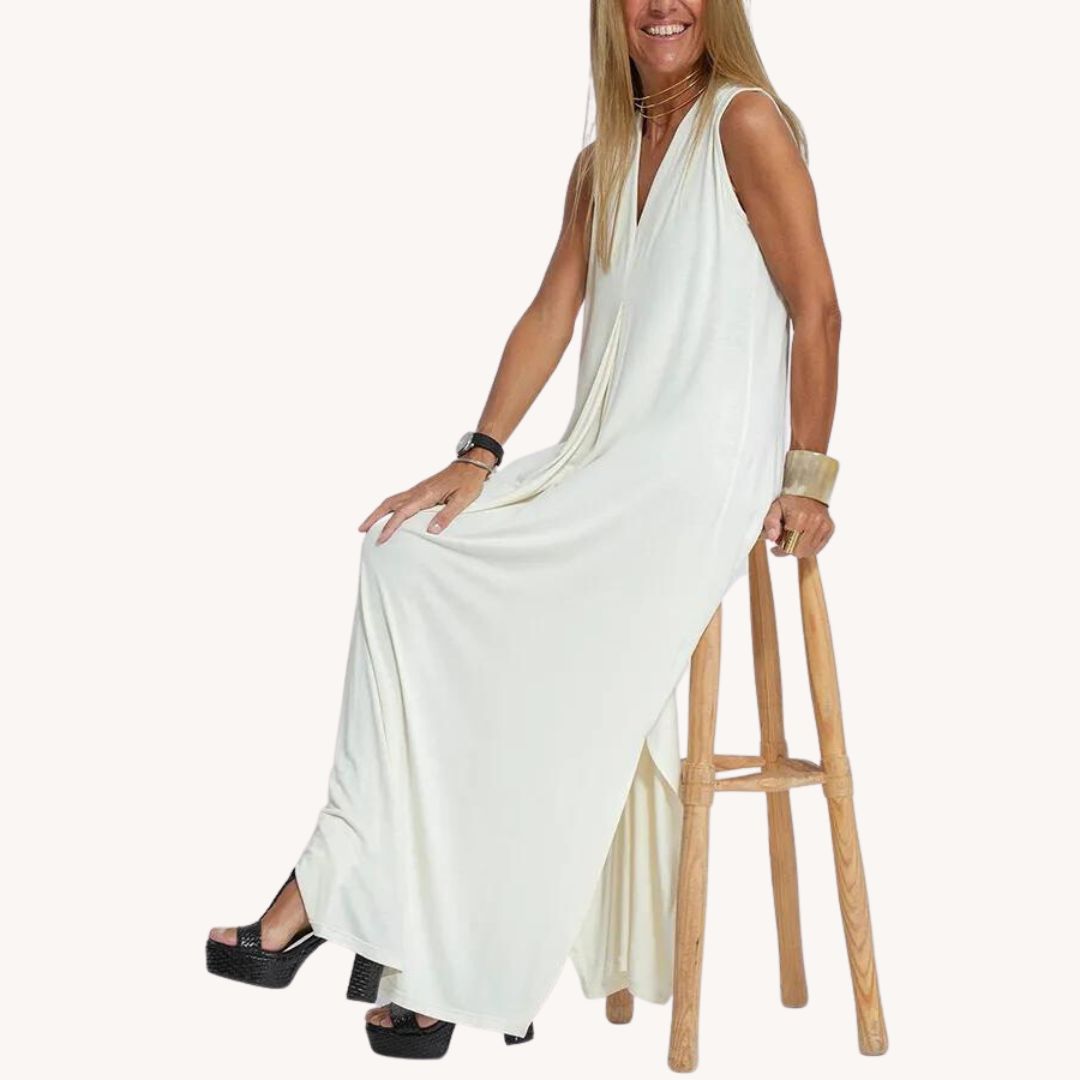 Louisa - Elegant Long V-Neck Slit Style Woman's Dress