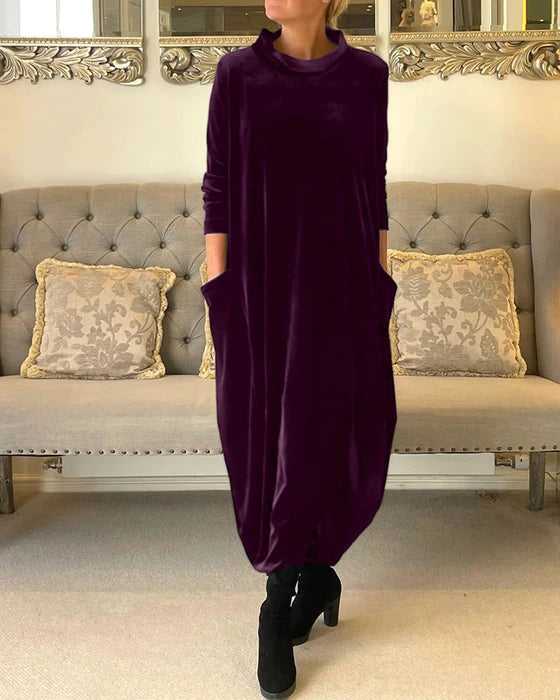 Martha - Comfortable Velvet Design with Pockets Woman's Dress