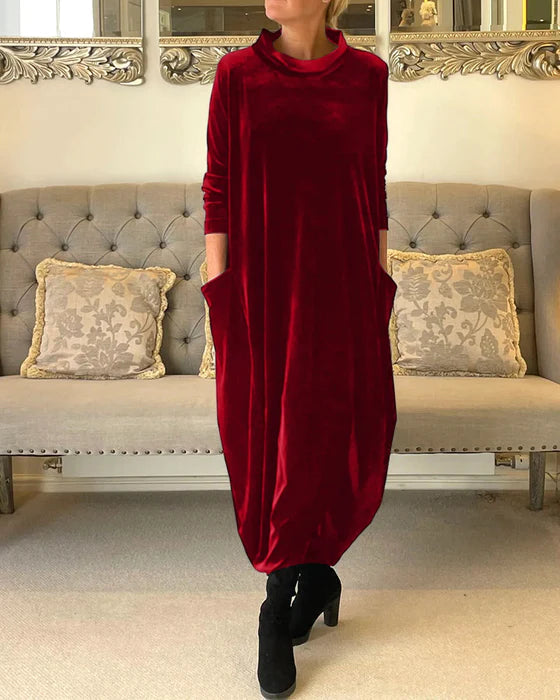Martha - Comfortable Velvet Design with Pockets Woman's Dress