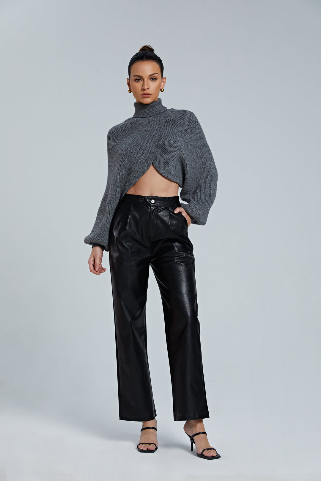 Batwing Sleeve Turtleneck Crop Sweater Dreamardi