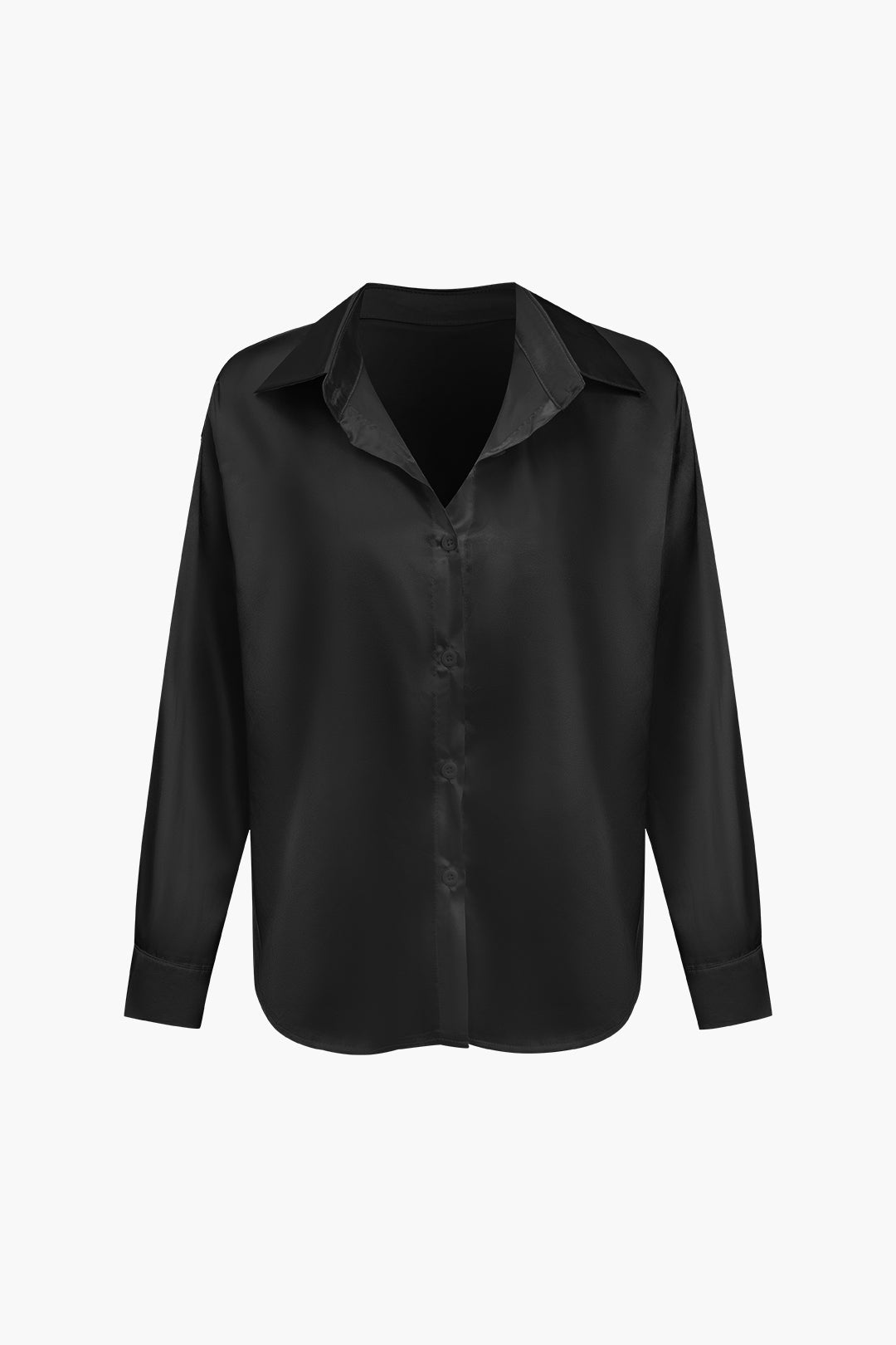 Basic Solid Satin Long-Sleeve Shirt Dreamardi