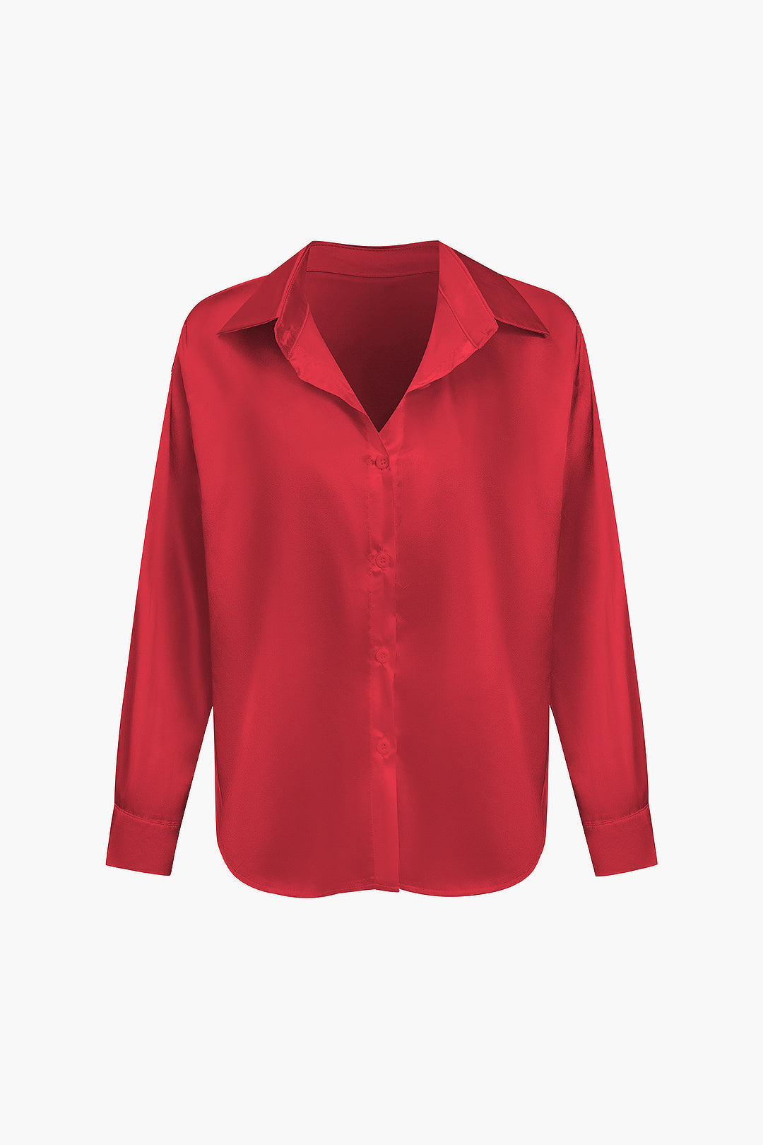 Basic Solid Satin Long-Sleeve Shirt Dreamardi