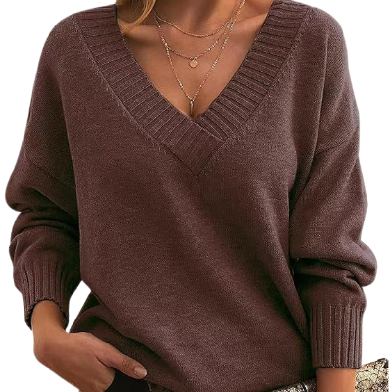 Jemima - Elegant Soft Touch Woman's V-Neck Cashmere Sweater