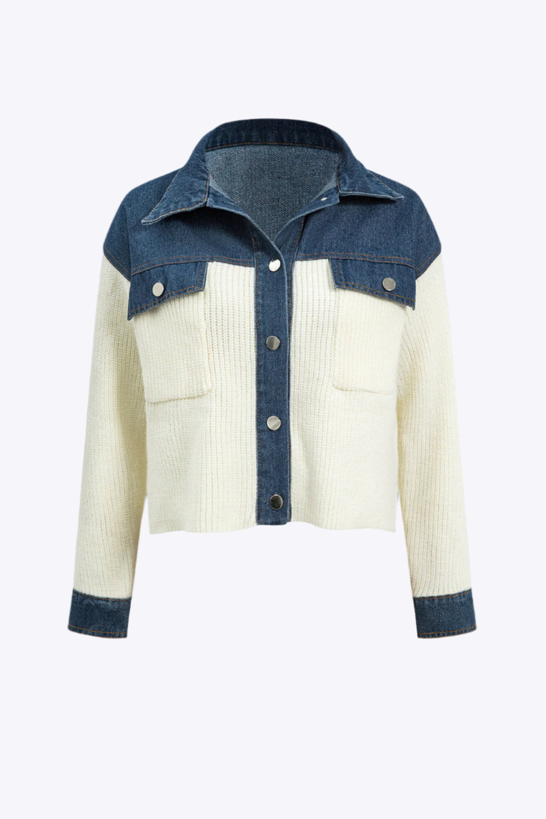 Knit Denim Patchwork Cardigan Dreamardi