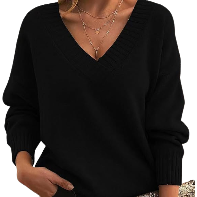 Jemima - Elegant Soft Touch Woman's V-Neck Cashmere Sweater
