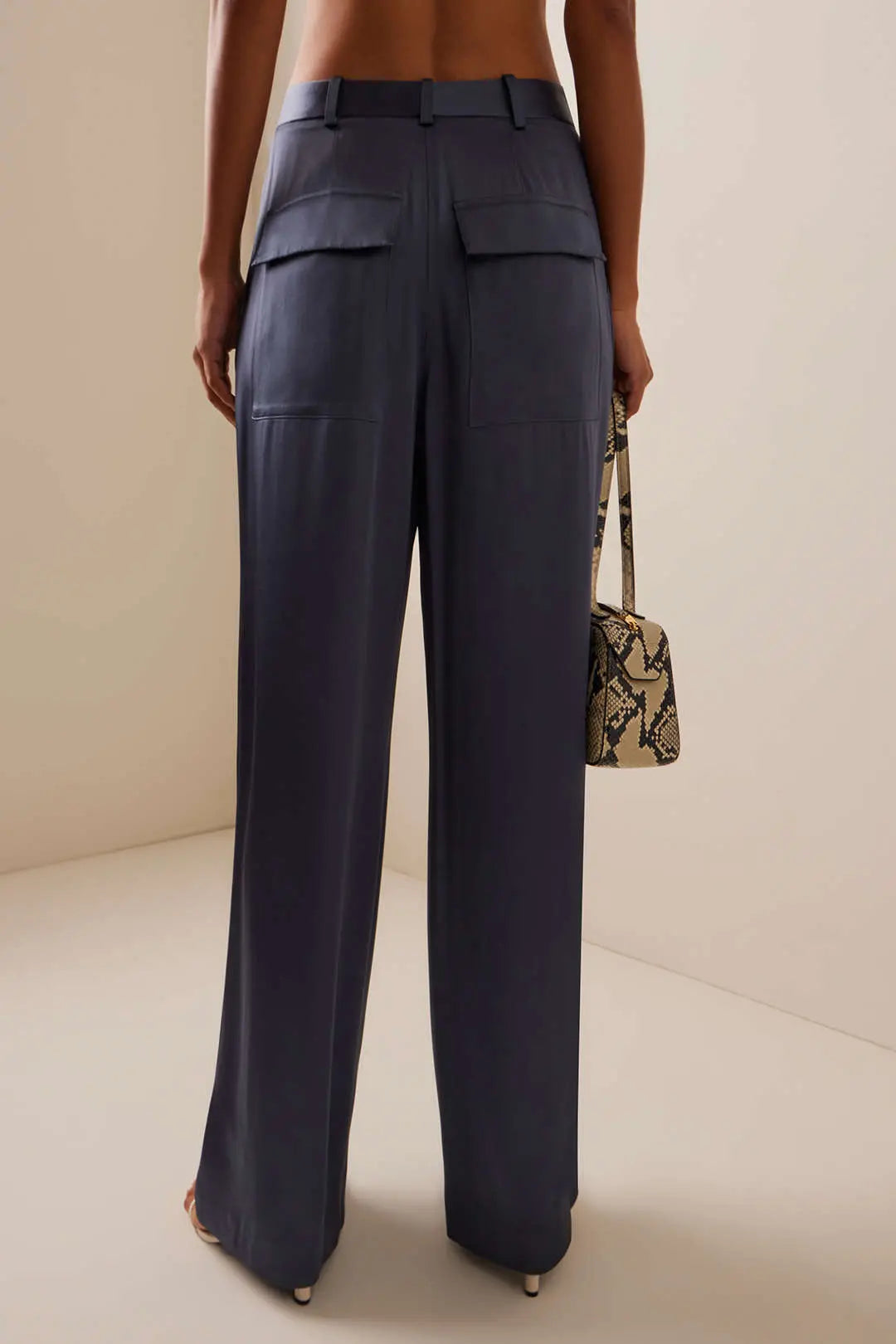 Satin Pleated Button Pocket Trousers Dreamardi