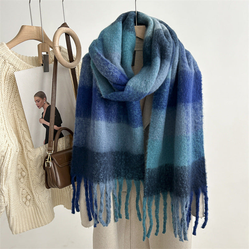 New Mohair Plaid Scarf For Women Dreamardi