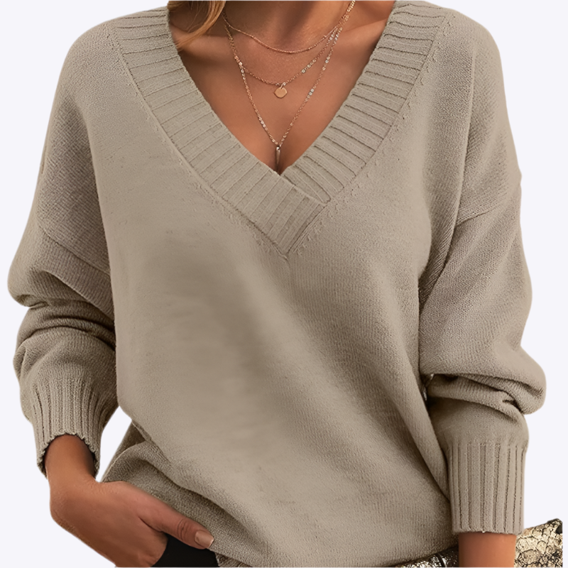 Jemima - Elegant Soft Touch Woman's V-Neck Cashmere Sweater