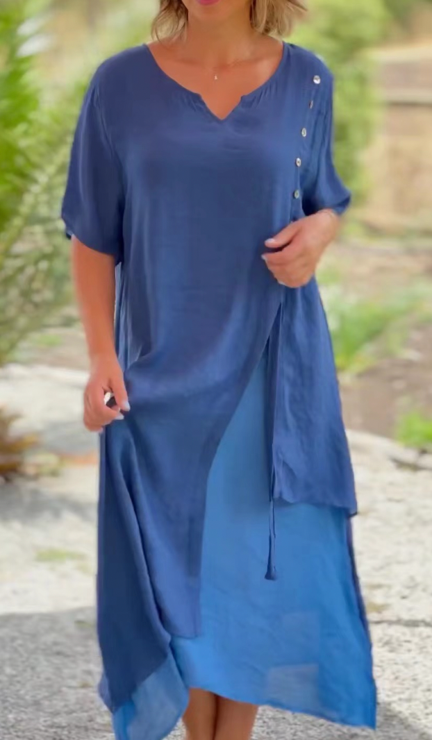 Violet - Breezy Boho V-Neck Woman's Dress